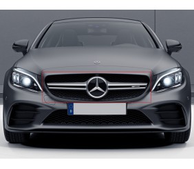 Передня решітка AMG Silver (для Avantgarde/AMG-Line/C43 AMG) 2014-2018, без камери для Mercedes C-сlass W205 рр