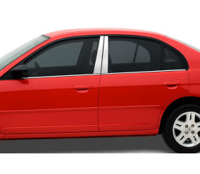 Накладки на стійки (4 шт, нерж) для Honda Civic Sedan VII 2001-2006 рр