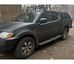 Бокові пороги Dakar V2 з LED (2015-2019, 2 шт, метал) для Mitsubishi L200 рр