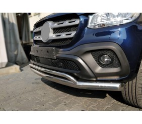 Передній подвійний ус Vegas (нерж, 76мм) для Mercedes X class 2017-2020 рр