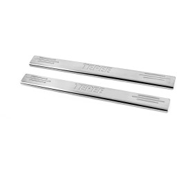 Накладки на пороги Carmos V2 (нерж) Передні двері (2 шт) для Peugeot Partner Tepee 2008-2018 рр