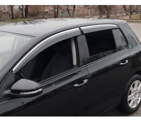 Вітровики з хромованим молдингом HB (4 шт., Sunplex Chrome) для Volkswagen Golf 6 2008-2014 рр