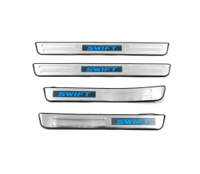 Накладки на пороги Libao LED (4 шт, нерж) для Suzuki Swift 2010-2017 рр