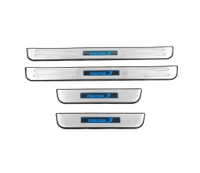 Накладки на пороги Libao LED (4 шт, нерж) для Mazda 3 2009-2013 рр