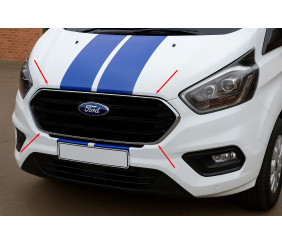 Накладки на решітку бампера 2018-2026 (4 шт., нерж.) Carmos - Турецька сталь для Ford Custom рр