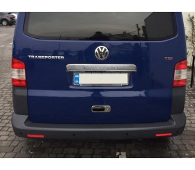 Планка над номером для дверей Ляда (з написом, нерж) Carmos - Турецька сталь для Volkswagen T5 Transporter 2003-2010 рр