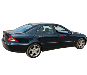 Окантовка стекол (нерж.) 4 шт, Sedan, Carmos - Турецька сталь для Mercedes C-class W203 2000-2007 рр