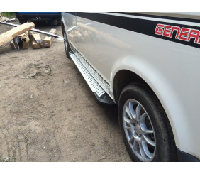 Бокові пороги Allmond Grey (2 шт., алюм) Коротка база для Volkswagen T5 Transporter 2003-2010 рр