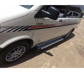 Бокові пороги Line-тип (2 шт., алюм) Довга база для Volkswagen T5 Multivan 2003-2010 рр