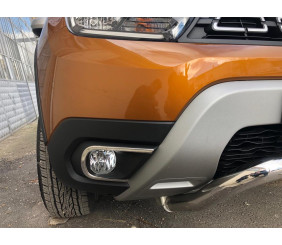 Накладки на противотуманки (2 шт., нерж) Carmos - Турецька сталь для Renault Duster 2018-2024 рр