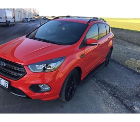 Бокові пороги Tayga Black (2 шт., Алюміній) З пофарбованим листям на дверях для Ford Kuga/Escape 2013-2019 рр