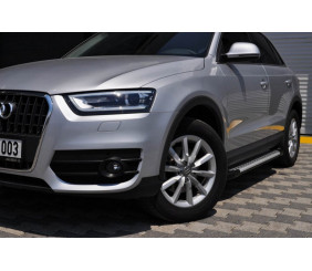 Бокові пороги Allmond Grey (2 шт., алюміній) для Ауди Q5 2008-2017 рр