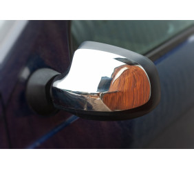 Накладки на дзеркала (верхня частина, 2 шт, нерж) для Dacia Logan MCV 2004-2014 рр