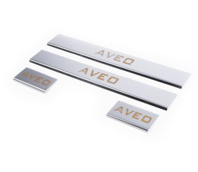 Накладки на пороги Carmos V1 (4 шт, нерж.) для Chevrolet Aveo T300 2011-2020 рр