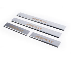 Накладки на пороги Carmos V1 (4 шт, нерж.) для Dacia Sandero 2007-2013 рр