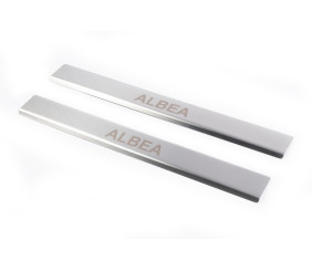 Накладки на дверні пороги Carmos (2 шт, нерж.) для Fiat Albea 2002-2012 рр