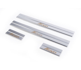 Накладки на пороги (Carmos V1, 4 шт, нерж.) для Ford Fiesta 2008-2017 рр