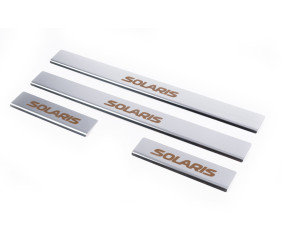 Накладки на пороги Carmos Solaris V1 (4 шт, нерж) для Hyundai Accent 2011-2017 рр