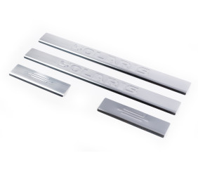 Накладки на пороги Carmos Solaris V4 (4 шт, нерж) для Hyundai Accent 2011-2017 рр