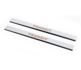 Накладки на пороги Carmos V1 (2 шт, нерж.) для Ford Transit 2000-2014 рр