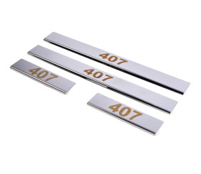 Накладки на пороги (Carmos V1, 4 шт, нерж) для Peugeot 407 2004-2011 рр