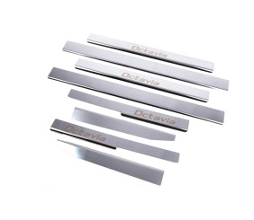 Накладки на пороги Carmos (8 шт, нерж.) для Skoda Octavia II A5 2006-2010 рр