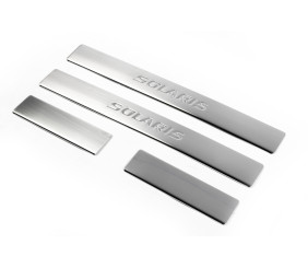 Накладки на пороги OmsaLine Solaris (4 шт, нерж) для Hyundai Accent 2011-2017 рр