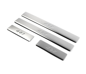 Накладки на пороги (Omsa, 4 шт, нерж) для Peugeot 407 2004-2011 рр