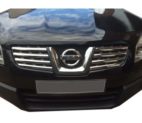 Накладки на решітку радіатора (8 шт, нерж.) Carmos - Турецька сталь для Nissan Qashqai 2007-2010 рр