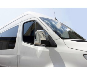Накладки на дзеркала (2 шт., нерж) OmsaLine - Італійська нержавійка для Mercedes Sprinter W907/W910 2018- рр
