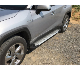 Бокові пороги Allmond Grey (2 шт., алюміній) для Toyota Rav 4 2019- рр