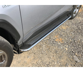 Бокові пороги Maydos V2 (2 шт., алюміній з нержавійкою) для Toyota Rav 4 2019- рр