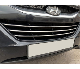 Смужки на решітку радіатора (3 шт, нерж) для Hyundai IX-35 2010-2015 рр
