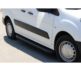 Бокові пороги Allmond Black (2 шт., алюміній) для Peugeot Partner Tepee 2008-2018 рр