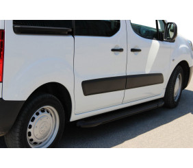 Бокові пороги Allmond Black (2 шт., алюміній) для Citroen Berlingo 2008-2018 рр