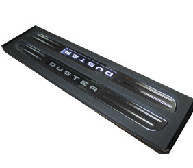 Бездротові пороги з підсвічуванням (2 шт, нерж) для Dacia Duster 2008-2018 рр