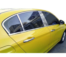 Молдинг дверних стійок (6 шт, нерж) для Fiat Tipo 2016- рр