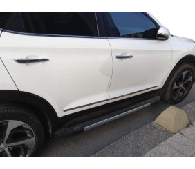 Молдинг дверний (вузький, 4 шт, нерж) OmsaLine - Італійська нержавійка для Hyundai Tucson TL 2016-2021 рр