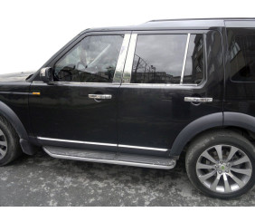 Молдинг дверних стійок (6 шт, нерж.) для Land Rover Discovery III 2004-2009 рр