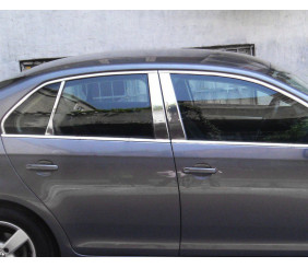 Молдинг дверних стійок (6 шт, нерж) для Volkswagen Jetta 2006-2011 рр