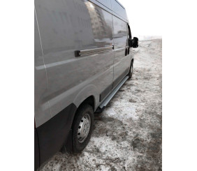 Бокові пороги Allmond Grey (2 шт., алюм.) Довга база для Fiat Ducato 2006-2025 рр