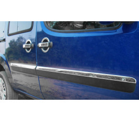 Молдинг дверний Вузька модель (4 шт, нерж) OmsaLine - Італійська нержавійка для Fiat Doblo I 2005-2010 рр