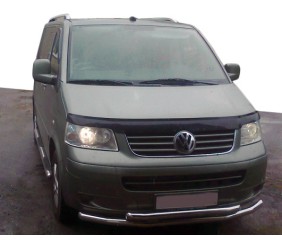 Передній захист подвійний 60 / 48мм (нерж) 60 на 42мм для Volkswagen T5 Multivan 2003-2010 рр