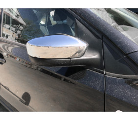 Накладки на дзеркала без вирізу під поворот (2 шт, нерж) для Skoda Fabia 2014-2021 рр