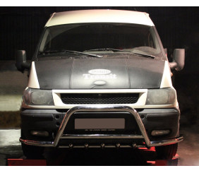 Кенгурятник з вусами WT003-Plus (2000-2006, нерж.) для Ford Transit рр