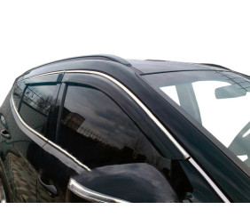 Вітровики з хром молдингом (4 шт, HIC) для Hyundai Santa Fe 3 2012-2018 рр