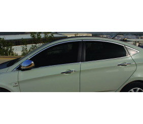 Повний комплект обведення стекол (14 шт., нерж.) для Hyundai Accent 2011-2017 рр