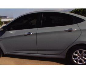 Накладки на ручки (4 шт, нерж) OmsaLine - Італійська нержавійка для Hyundai Accent 2011-2017 рр