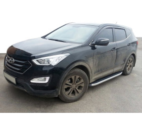 Бокові пороги Fullmond (2 шт., алюм.) для Hyundai Santa Fe 3 2012-2018 рр