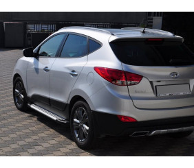 Бокові пороги Allmond Grey (2 шт., алюм.) для Hyundai IX-35 2010-2015 рр